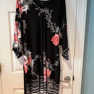 Lane Bryant Black and Pink Floral Long Sleeve Dress